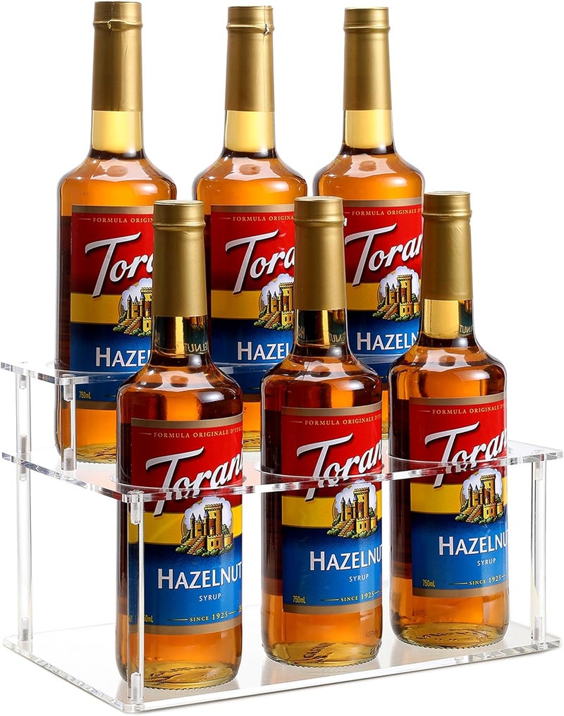 Baosia Acrylic Coffee Syrup Rack (6 Bottle Capacity),Syrup Bottle Holder Stand for Coffee Bar,Kitchen.Small Wine Rack for Bar,Family,Storage for Syrup,Wine,Condiments(Transparent) - Image 1